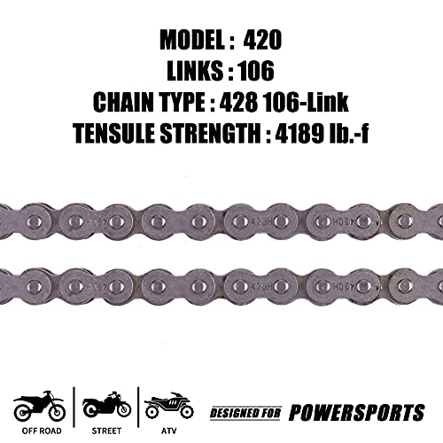 Mrelc 420H Motorcycle Chain+ Chain Breaker,106-Link Heavy Duty Drive Chain #TOP1