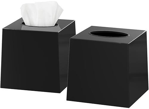 2 Pack Black Tissue Box Cover – Square Tissue Box