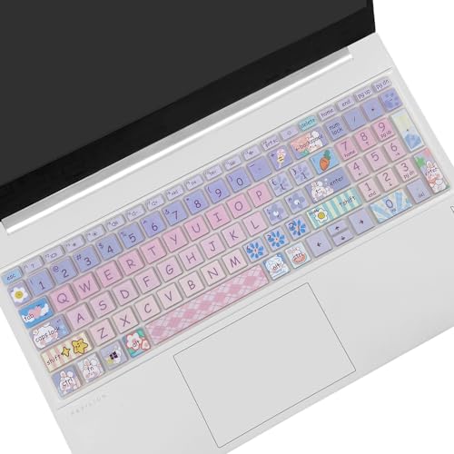 Cute Silicone Keyboard Cover for 15.6’’ HP Pavilion & HP Laptop 15-eg 15t-eg 15-eh 15-er Series, HP Laptop 17 17-cn 17-cp 17z-cp Series, Cute Bunny