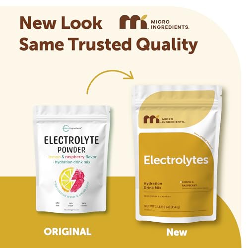 Image of Micro Ingredients Electrolytes Powder, 1lbs(69 Servings) | Sugar Free | Lemon Raspberry Flavor | High Potassium (1,000mg) + Coconut Water & Real Lemon Juice | Keto Friendly, Non-GMO