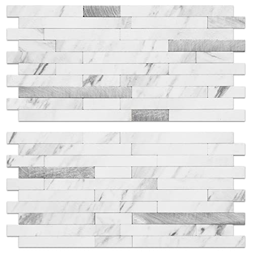 Comparison: Best Tiles For Kitchen Walls 6 AULIGET 20 Sheets Faux Stone Peel and Stick Backsplash, White Marble Look PVC Wall Tiles Stick on Backsplash for Kitchen