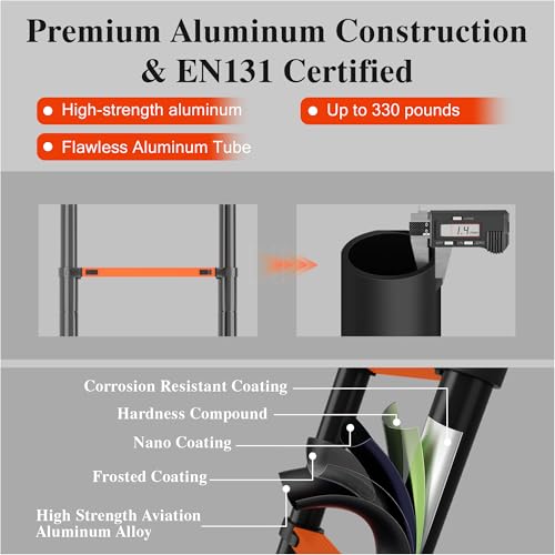 Image of Telescoping Ladder Extension Telescopic Collapsible - 8.5 FT Rv Telescope Foldable Extendable Tall Compact Aluminum Ladders - for House Roof Travel Trailers Adjustable Retractable - 330lbs Capacity