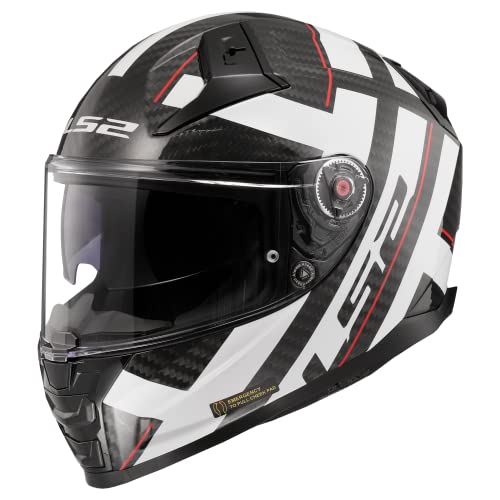 Omologato ECE 22.06 LS2, Casco Moto Integrale VECTOR II CARBON STRONG Gloss White, XXL