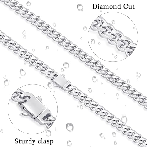 Fiusem 8mm Silver Tone Cuban Link Chains for Men Women, 18 Inches by Fiusem - Used condition - Image 3