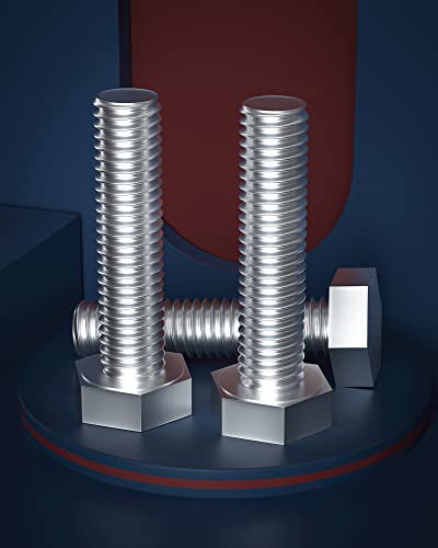 Image of 1 /4-20 x 1-3 /4 inch (5 /8 to 5 inch Optional) Hex Head Screw Bolt, Stainless Steel 18-8(304), Fully Threaded,15pcs