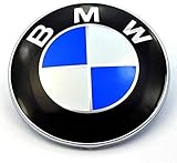 BMW 82 x 1 mm, vorne und hinten, Farbe: weiß mit blau-Logo und Logo-Badge