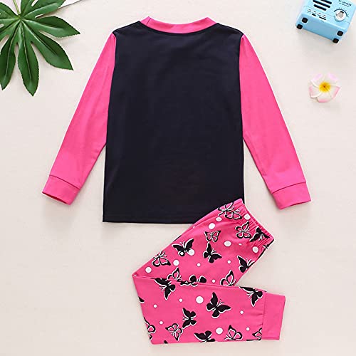 Conjunto de pijama infantil de manga comprida e calça para bebês e meninas, conjunto de roupas e con