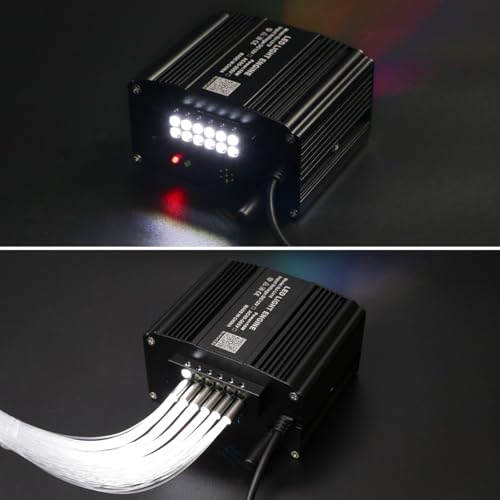 Image of AZIMOM Dual Color 18W Twinkle Fiber Optic Starlight Box with Pure White Meteor, 2 in 1 Starlight Meteor Engine Sound Activated APP /Remote RGBW Light Source Driver for Car Home Star Lighting Decor