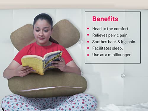 Image of U-Shaped Sleeping Pregnancy Pillow| Removable Washable Velvet Cover with Zipper| PregnoCare Fibre| Maternity, Nursing| Full Body Soft Support Bump, Head,Back, Shoulder, Hip, Leg & Belly(Mehandi Green)