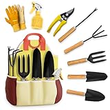 10 Pcs Gardening Tools for Women – Ergonomic Lightweight Metal Garden Tools Set with Convenient Organizer Handbag – Easy Handling for Outdoor Plant Care | Gardening Gifts for Women for Home Use