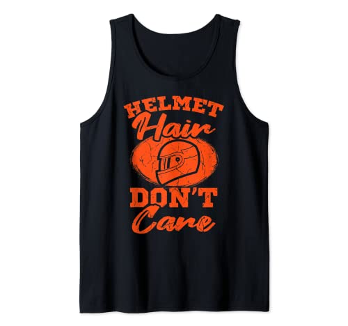 Casco Hair Dont Care Funny Motorcycle Biker Dad Camiseta sin Mangas