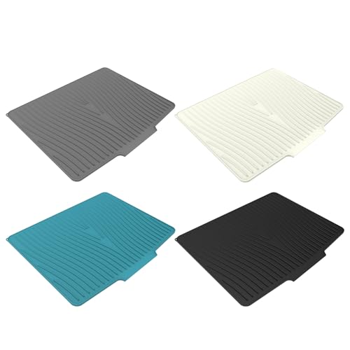 Alfombrilla de secado de platos de silicona para encimera de cocina rectangular gris 7