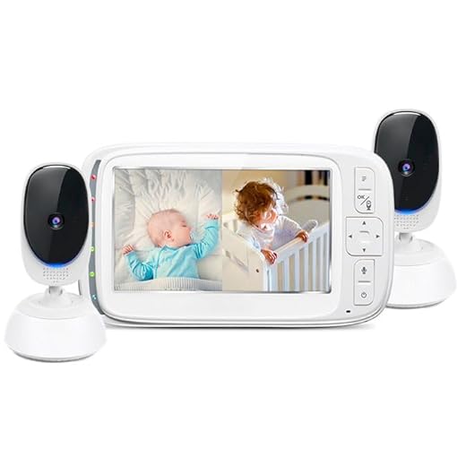 QCYDOBRASIL Babá Eletrônica Vm75-2 Tela 5 pol. Câmera 2.4Ghz Visão Noturna Infravermelha Comunicação Bidirecional Monitoramento Temperatura Panorâmica Remota Inclinação e Zoom digital - No Brasil