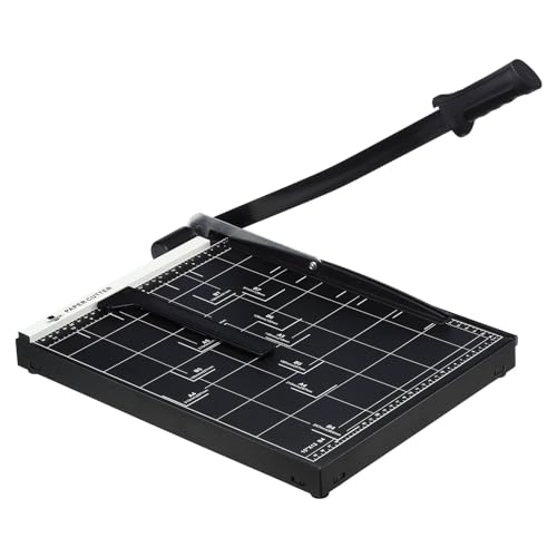 PATIKIL Paper Cutter B4 Stack Paper Trimmer for Cardstock, 15" Cutting Length, Soft Guard Rail, Adjustable Guide, Metal Base, 12-Sheet Capacity, Paper Slicer