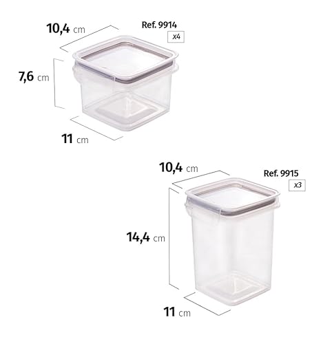 Kit 10 Potes Herméticos com Trava Quadrado Plástico, Plasútil
