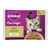 Whiskas Pure Delight Menù Assortito 1+ Anni, Cibo Umido per Gatto, 13 Confezioni ognuna da 4 bustine x 85g (52 Bustine in Totale)