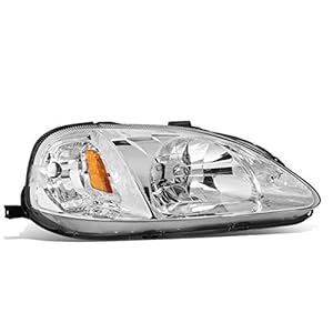 DNA MOTORING Factory Style Passenger/Right Side Headlight Lamp Assembly Replacement Compitable with 99-00 HONDA CIVIC, OEM-HL-0006-R