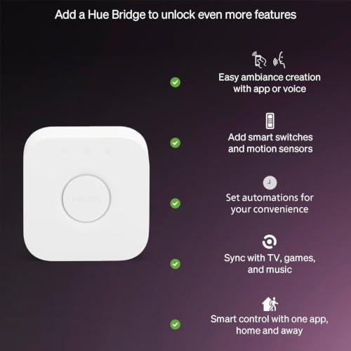 Philips Hue Essential Smart LED A19 Bulb, White and Color Ambiance, E26 Base, 8.8W, 2200K-6500K, 800 Lumens, Dimmable, Works with Alexa, Google, and Apple Home, 2-Pack - image 6