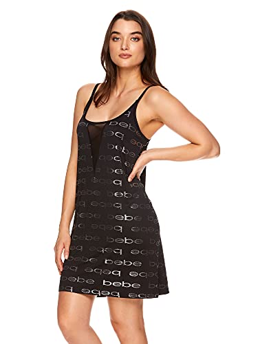 Bebe Womens Nightgowns Lace Trim Chemise Lounge & Belted Wrap Pajama Robe Sleepwear Set (Black, Medium) #TOP19