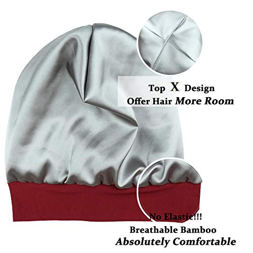 Image of Satin Lined Sleep Slouchy Cap Curly Girl Slap Headwear Gifts For Frizzy Hair Women