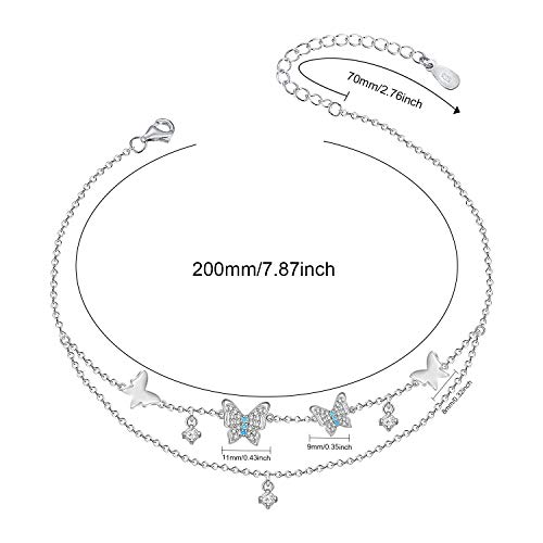Attractto Butterfly Anklet For Women 925 Sterling Silver Layered Ankle Bracelet Adjustable Foot Anklets Jewelry Gifts For Women Wife Girls #TOP6