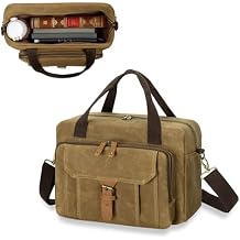 Damero Bible Tote Bag for Men, Large Bible Bag with Cup Holder, Waxed Canvas Church Bag Bible Cover Bag with Detachable Shoulder Strap