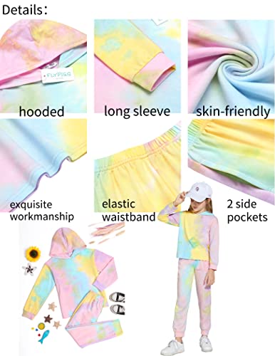 Flypigs Tie Dye Sweatsuit For Girls Two Piece Joggers Set Cute Pullover Long Sleeve Sweatshirt And Sweatpants With Elastic Waistband Medium #TOP4
