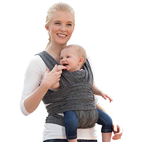 Image of Boppy Baby Carrier - ComfyFit, Heathered Gray, Hybrid Wrap, 3 Carrying Positions, 0m+ 8-35lbs, Soft Yoga-Inspired Fabric with Integrated Storage Pouch