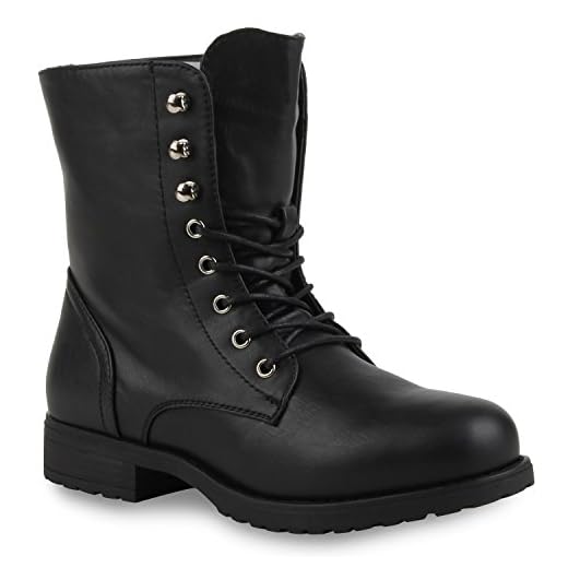 Stiefelparadies - Botas Militar Mujer color Negro talla 41 UE Flandell