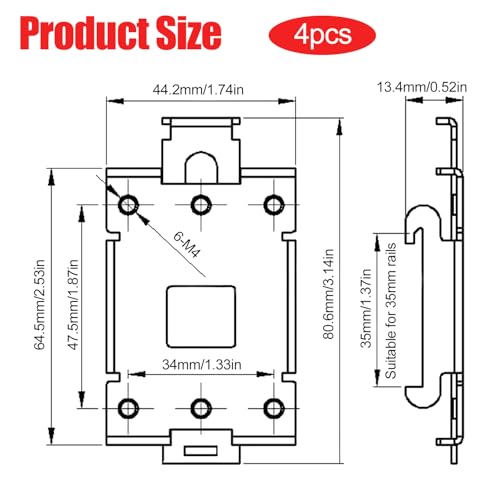 4 Stück Halbleiterrelais Halteklammer, Robust und Langlebig, Bietet Stabilen Halt, Mit Befestigungsschrauben, Geeignet für 35 mm DIN Schienenadapter, für die Relaismontage (Durchschnittsgröße)