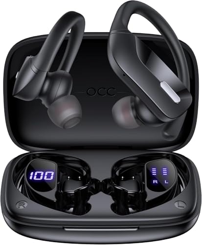 OCC Wireless Ear Hook Sport Earbuds, Bluetooth Headphones with Mic, IPX7 Waterproof, 80H Playtime...