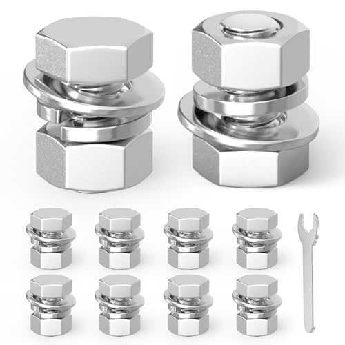Image of 10PCS 1 /2-13 x 3 /4 inch 304 Stainless Steel External Hex Bolt, Fully Threaded Bolt with Nut Flat & Lock Washers and Spanner