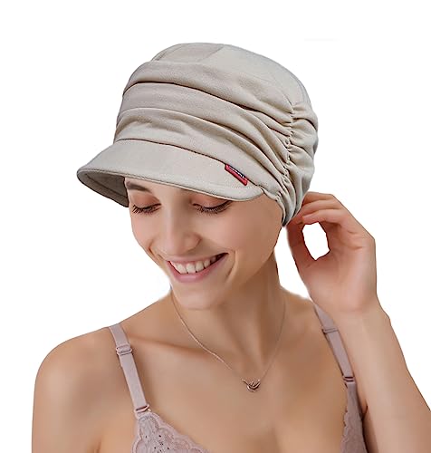 Cysocool Casquette de baseball souple en bambou pour femme - Chapeau de chimio à visière pour perte de cheveux - Turbans de chimio - Bonnet souple