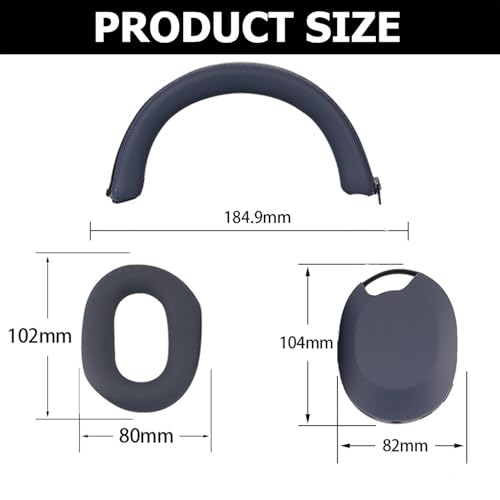 Set de 3 fundas para Sony WH-1000XM5 - Cubierta de almohadilla para oídos, cubierta para diadema y funda para auriculares en silicona suave (Azul) miniatura 4