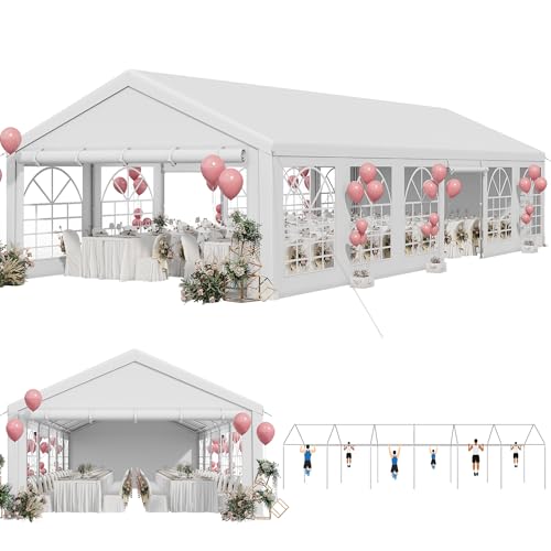 YITAHOME 20x40FT Heavy Duty Large Party Tent Wedding Tent Outdoor Canopy Upgraded Galvanized Steel with Removable Sidewall PE Windows with Sandbags for Commercial and Parties