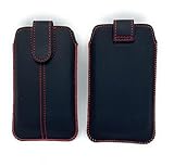 Generisch Handy Tasche Einsteckhülle Smartphone Etui Slim Hülle Schutz Hülle Sleeve schwarz-rot für Bea-Fon SL260