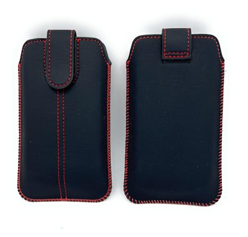 Generisch Handy Tasche Einsteckhülle Smartphone Etui Slim Hülle Schutz Hülle Sleeve schwarz-rot für Bea-Fon SL260