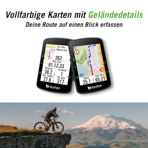 Bryton Rider 650 GPS-Fahrradcomputer Sensor-Bundle, 2,8 Farb-Touchscreen, bis zu 33 Stunden Akkulaufzeit, vorinstallierte Europakarten, Abbiegen-Navigation, automatische Helligkeitsanpassung,ANT+/BLE