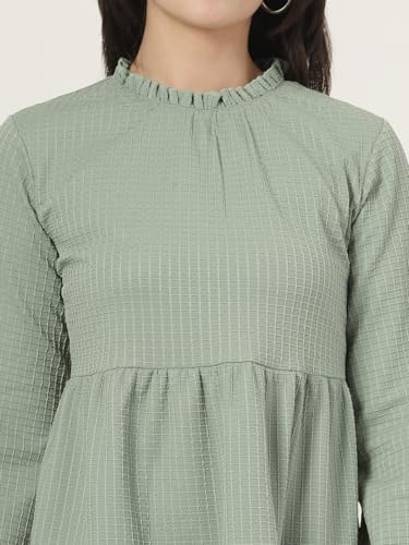 Robe tricotée verte gaufrée en maille premium texturée - 2