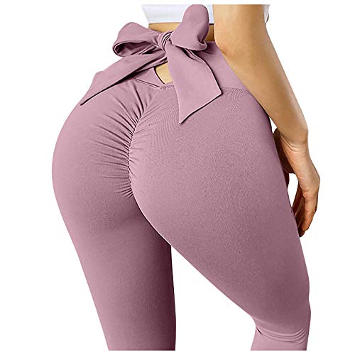 Calça de ioga feminina elástica colorida hip corrida levantamento levantamento de peso, rosa, M