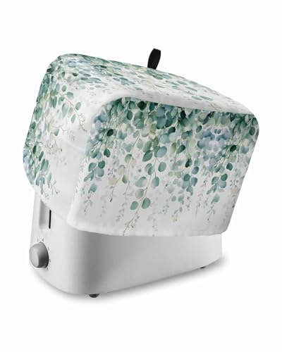 Sage Green Eucalyptus 2 Slice Toaster Cover Spring Plant Botanical White Small Appliance Cover Toaster Dustproof Fingerprint Protectors Machine Washable, Medium