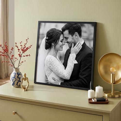 Image of Americanflat 18x18 Picture Frame with Polished Plexiglass - Streamline Collection - Thin Border Square Frame for Wall Display - Hanging Hardware Included - Black