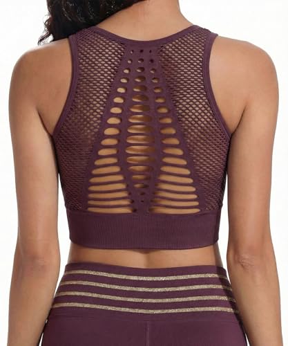 Image of SEASUM Women's Longline Sport Bra Seamless Yoga Crop Top Medium-Low Support Workout Bra
