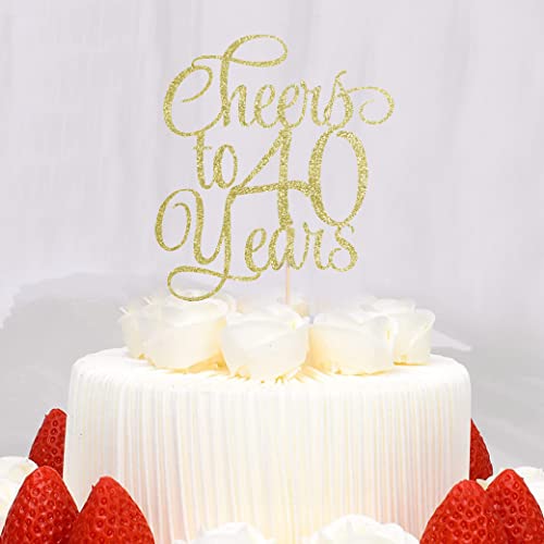 Cheers To 40 Years Cake Topper - 40Th Birthday Cake Topper，40 Cake Topper，Happy 40Th Birthday Cake Topper，40Th Birthday Cake Topper For Women/Men，40Th Anniversary Cake Topper Party Decorations #TOP4