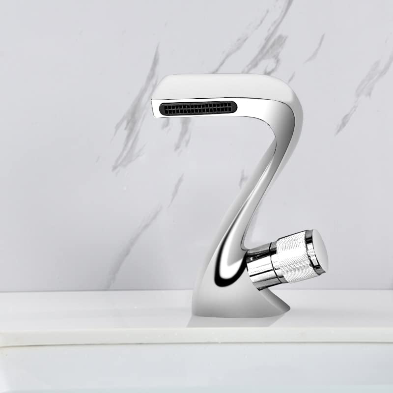 Robinet mitigeur d'évier eau chaude froide chrome pour lavabo