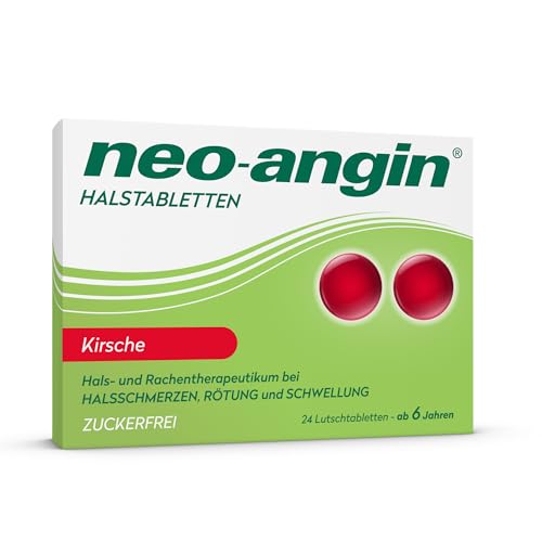 neo-angin Halstabletten Kirsche zuckerfrei | Lutschtabletten bei beginnenden lästigen Halsschmerzen | Für Erwachsene & Schulkinder | 24 Stück