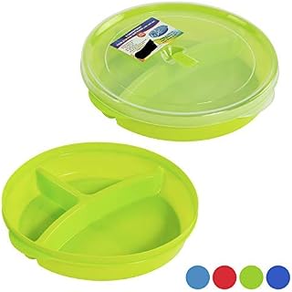 (Set of 6) Microwave Food Storage Tray Containers - 3 Section / Compartment