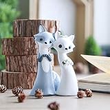 DSZXHN Statues for Home Decor,Modern Resin Cute Fox Couple Forest Animal Sculpture Crafted Figurines