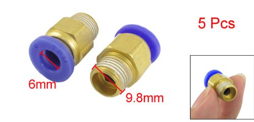 sourcing map 6mm Loch 1/8 PT Außengewinde Push in Tube Pneumatik Schnellverbinder 5 Stücke de