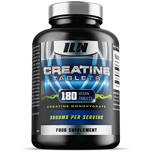 Iron Labs Nutrition Creatine Tablets 3000mg - 180 Vegan Tablets - Creatine Monohydrate - 1 Month Supply - 180 Creatine Monohydrate Tablets (Creatine Capsules)